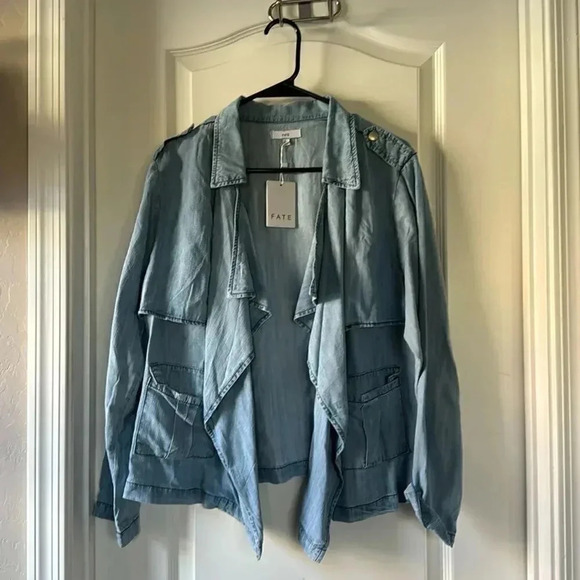 Fate Jackets & Blazers - NWT Jean jacket cardigan large by fate / G19